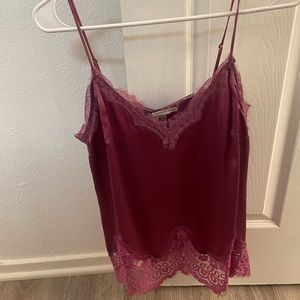 Lavender Brown- maroon/purple lace silk tank